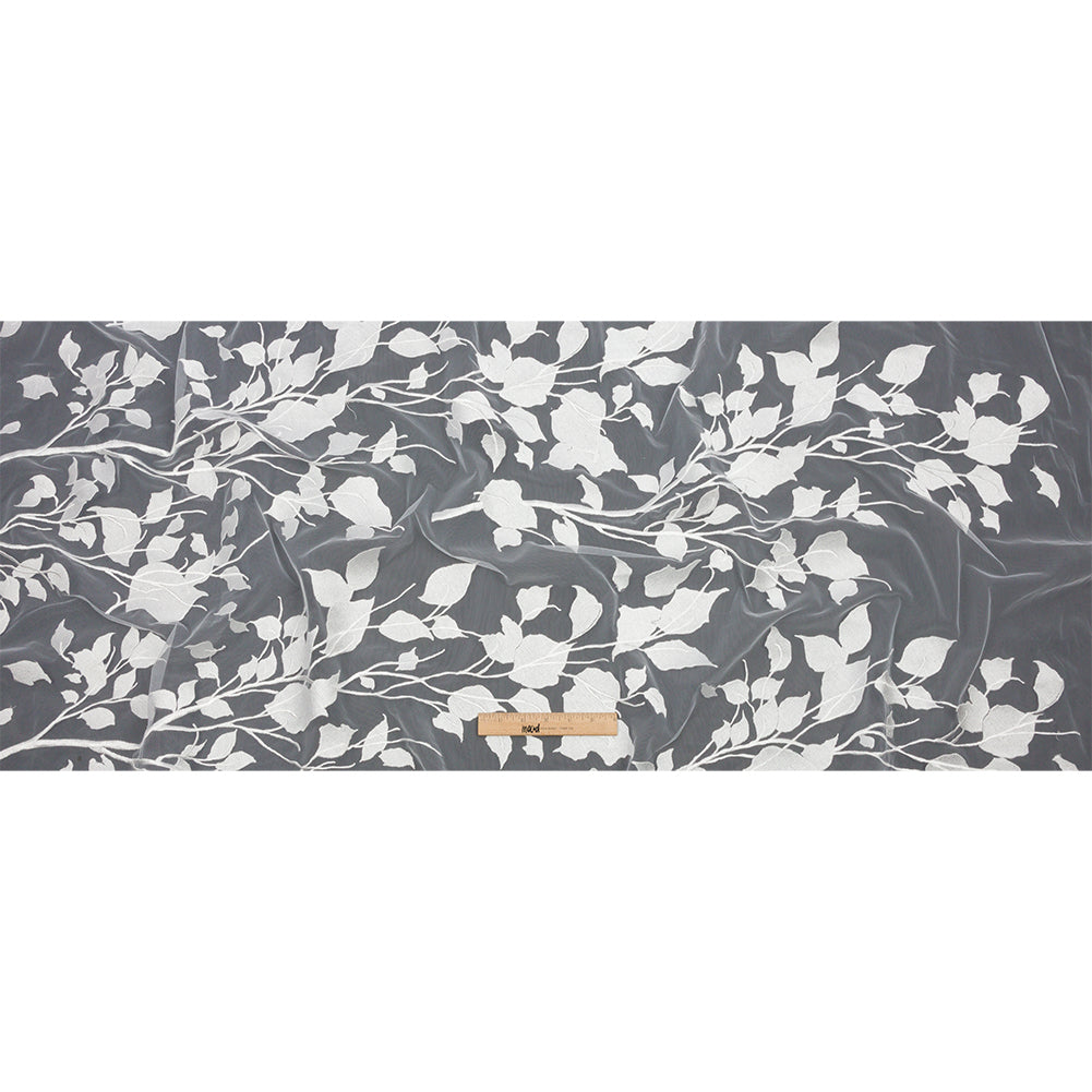 Embroidered Tulle Lace - Off White Leafy Branches - Magnolia Collection