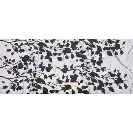 Embroidered Tulle Lace - Black Leafy Branches - Magnolia Collection