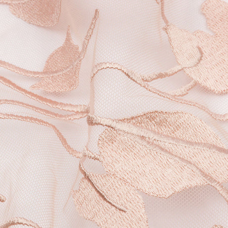 Embroidered Tulle Lace - Nude Leafy Branches - Magnolia Collection