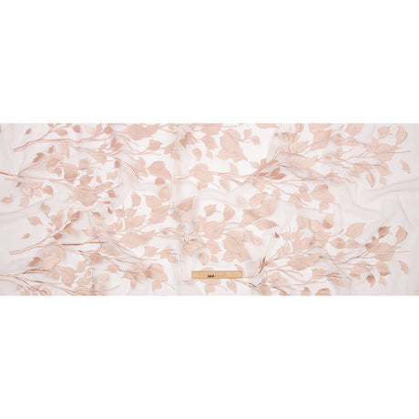 Embroidered Tulle Lace - Nude Leafy Branches - Magnolia Collection