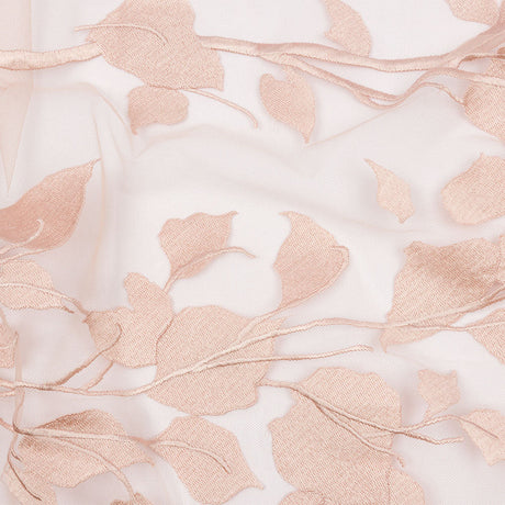 Embroidered Tulle Lace - Nude Leafy Branches - Magnolia Collection