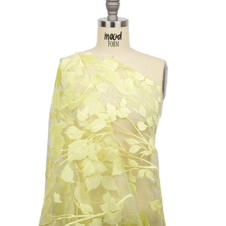 Embroidered Tulle Lace - Lemon Leafy Branches - Magnolia Collection