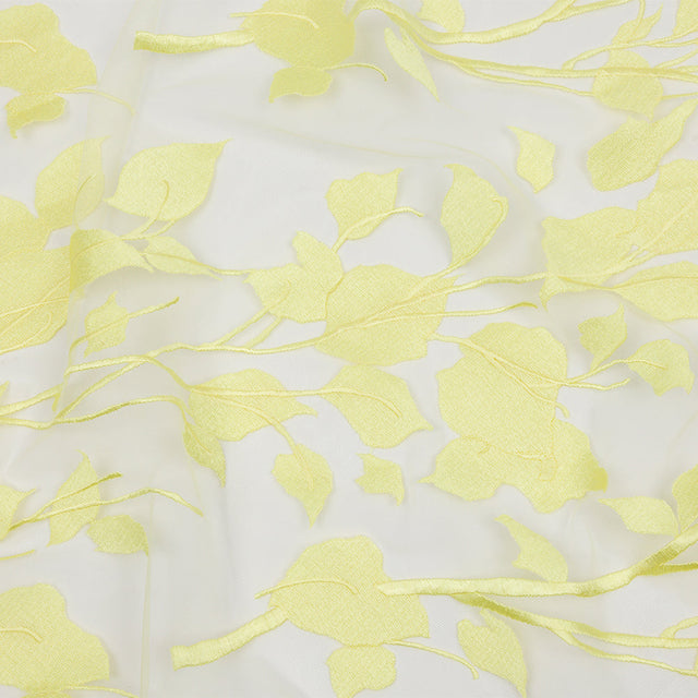 Embroidered Tulle Lace - Lemon Leafy Branches - Magnolia Collection