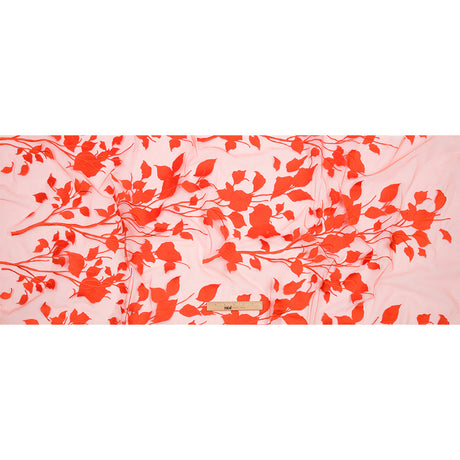 Embroidered Tulle Lace - Orange Leafy Branches - Magnolia Collection
