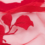 Embroidered Tulle Lace - Red Leafy Branches - Magnolia Collection
