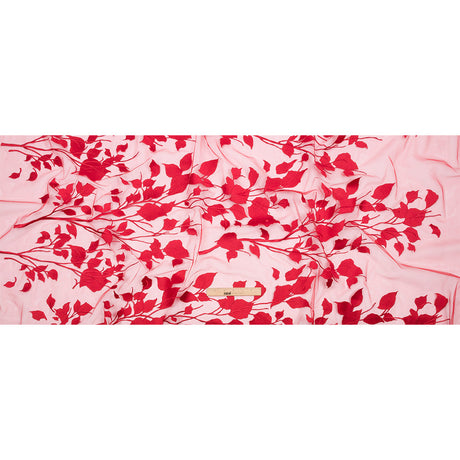 Embroidered Tulle Lace - Red Leafy Branches - Magnolia Collection