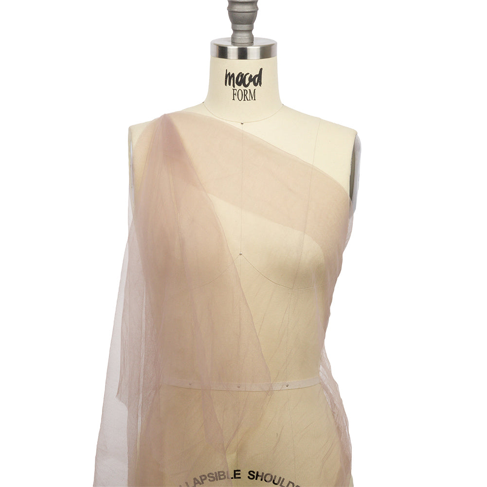 Crinkled Soft Polyester Tulle - Taupe - Poplar Collection