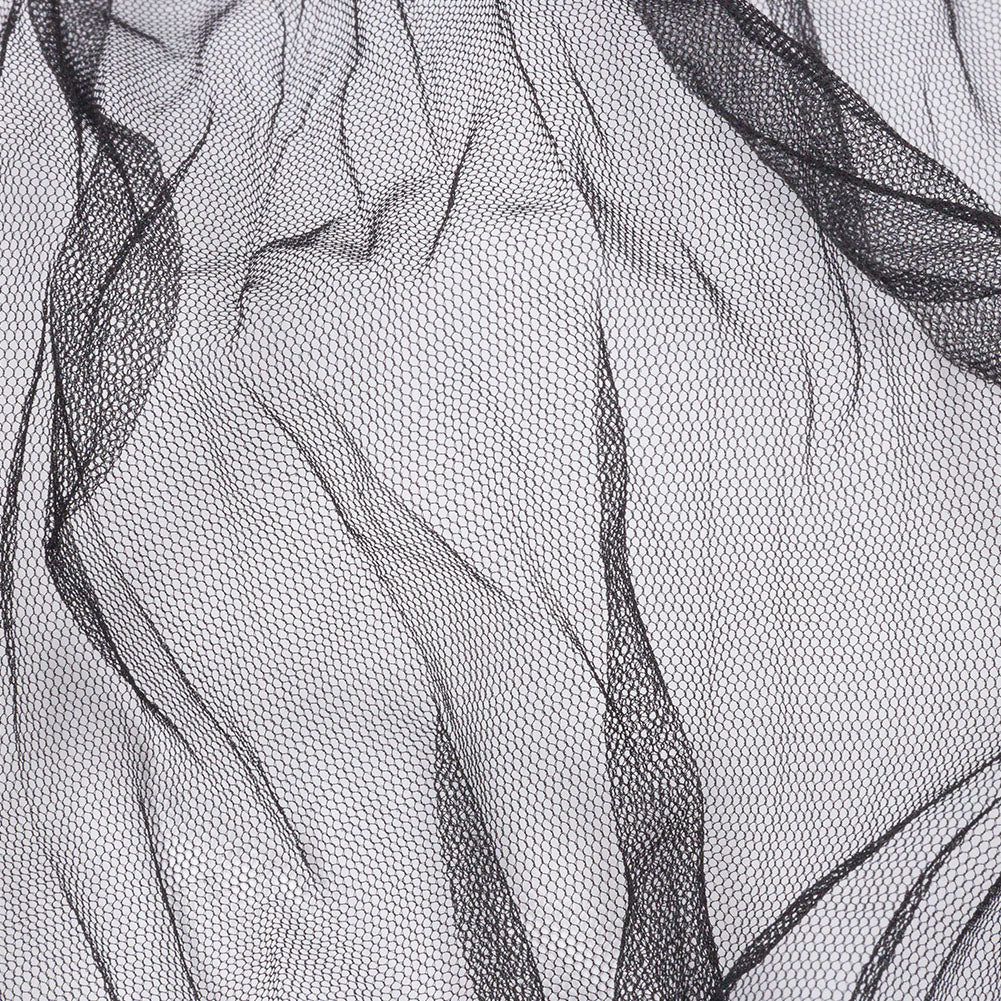 Crinkled Soft Polyester Tulle - Black - Poplar Collection