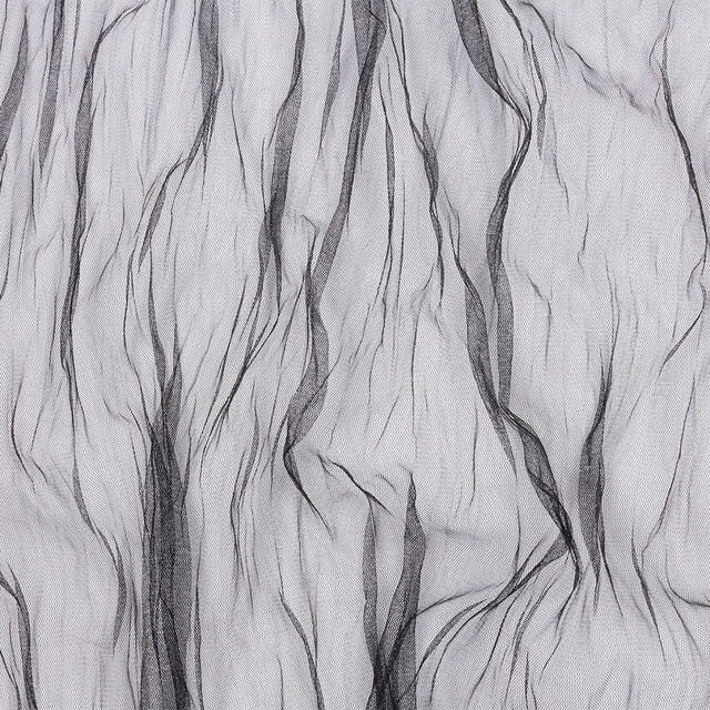 Crinkled Soft Polyester Tulle - Black - Poplar Collection