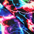 Cosmic Thunder Nylon Spandex Fabric - Black/Multi Lightning Night Sky Print, 58/60" Width (1 Yard)