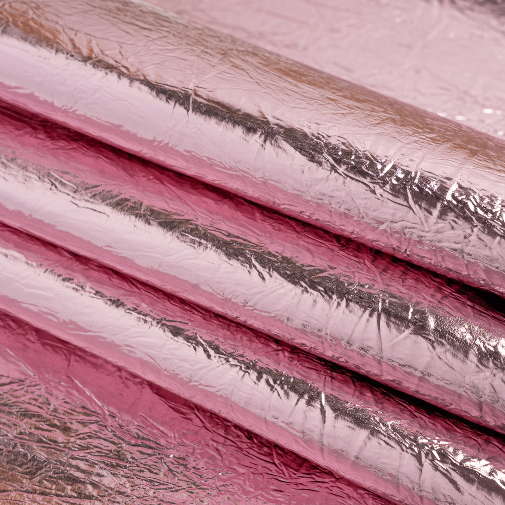 Ingot Pink Crinkled Fabric-Backed Mirror Vinyl