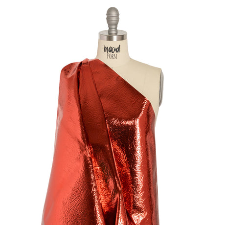 Ingot Red Crinkled Fabric-Backed Mirror Vinyl
