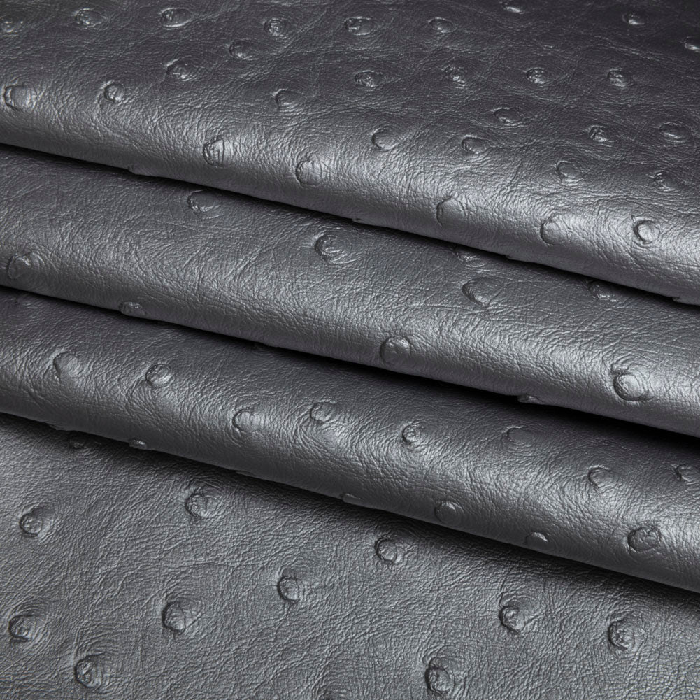 Kidepo Metallic Silver Faux Ostrich Leather Vinyl
