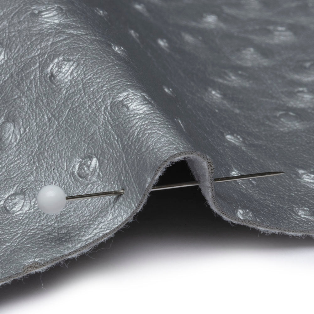Kidepo Metallic Silver Faux Ostrich Leather Vinyl