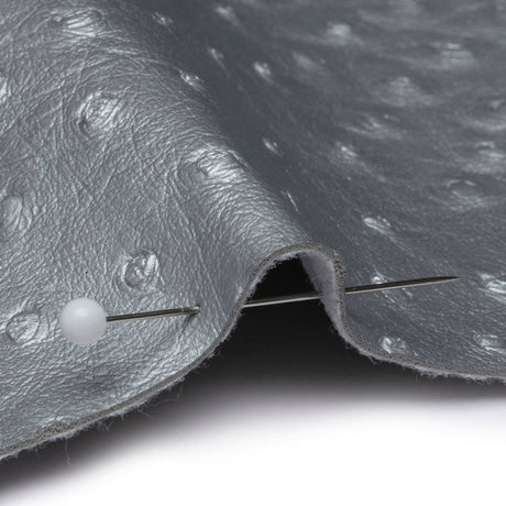 Kidepo Metallic Silver Faux Ostrich Leather Vinyl