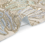 Metallic Silver, Periwinkle and Baby Blue Liquid Leaves Luxury Brocade