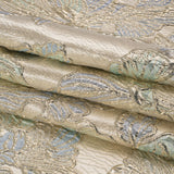 Metallic Silver, Periwinkle and Baby Blue Liquid Leaves Luxury Brocade