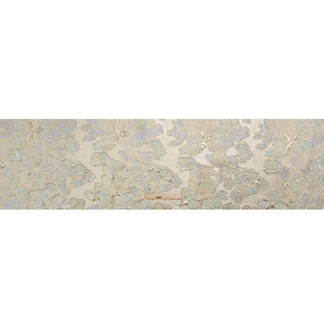 Metallic Silver, Periwinkle and Baby Blue Liquid Leaves Luxury Brocade