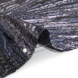 Metallic Gunmetal, Black and Navy Radiating Lines Luxury Brocade