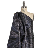 Metallic Gunmetal, Black and Navy Radiating Lines Luxury Brocade