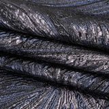 Metallic Gunmetal, Black and Navy Radiating Lines Luxury Brocade