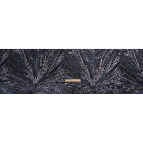 Metallic Gunmetal, Black and Navy Radiating Lines Luxury Brocade