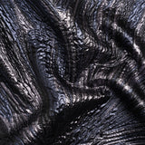 Metallic Gunmetal, Black and Navy Radiating Lines Luxury Brocade
