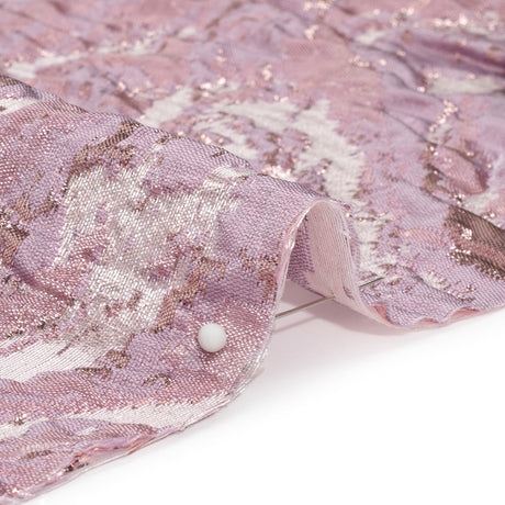 Metallic Rose Gold and Pink Abstract Waves Luxury Brocade