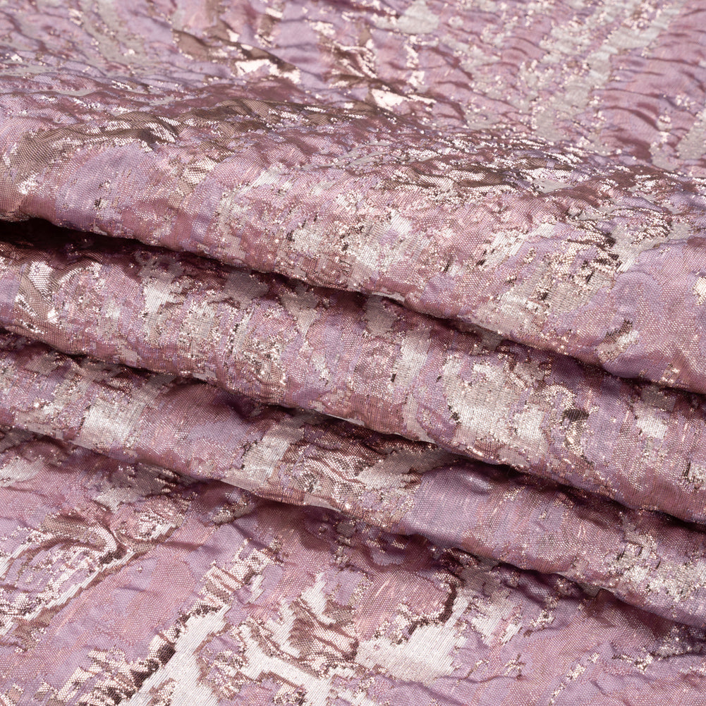 Metallic Rose Gold and Pink Abstract Waves Luxury Brocade