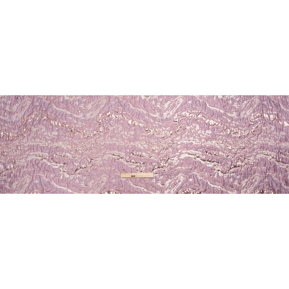 Metallic Rose Gold and Pink Abstract Waves Luxury Brocade
