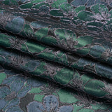 Metallic Black, Navy and Deep Green Floral Frolic Luxury Brocade