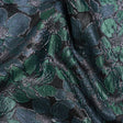 Metallic Black, Navy and Deep Green Floral Frolic Luxury Brocade