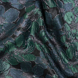 Metallic Black, Navy and Deep Green Floral Frolic Luxury Brocade