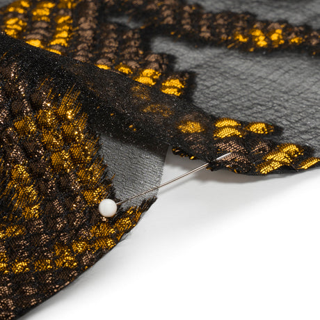 Metallic Gold, Brown and Black Snakeskin Sprawl Burnout Luxury Brocade