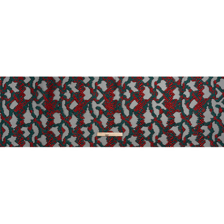 Metallic Teal, Red and Black Snakeskin Sprawl Burnout Luxury Brocade