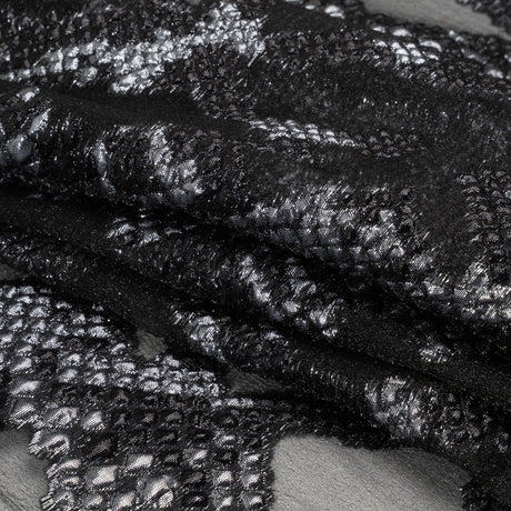 Metallic Gray and Black Snakeskin Sprawl Burnout Luxury Brocade