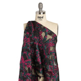 Metallic Fuchsia, Teal and Black Snakeskin Sprawl Burnout Luxury Brocade