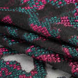 Metallic Fuchsia, Teal and Black Snakeskin Sprawl Burnout Luxury Brocade