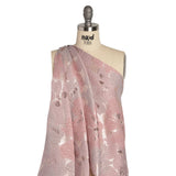 Metallic Rose Gold and Baby Pink Floating Blossoms Luxury Brocade