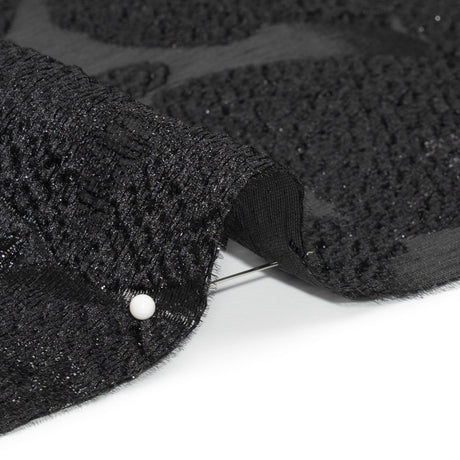 Metallic Black Floating Blossoms Luxury Brocade