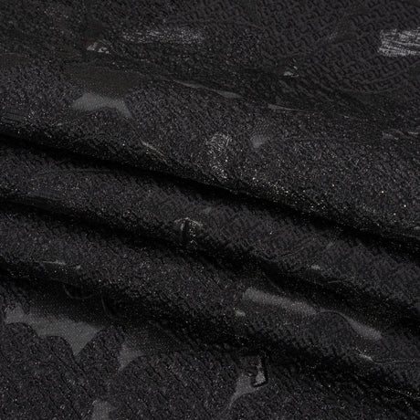 Metallic Black Floating Blossoms Luxury Brocade