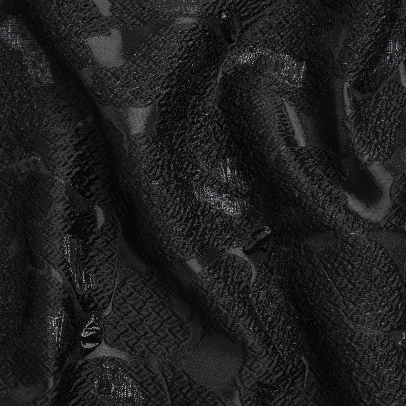 Metallic Black Floating Blossoms Luxury Brocade