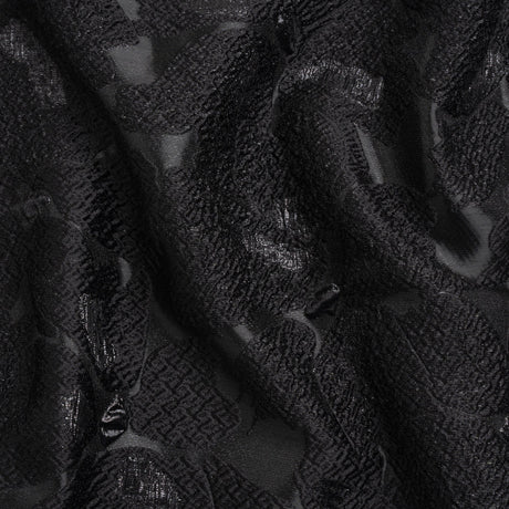 Metallic Black Floating Blossoms Luxury Brocade