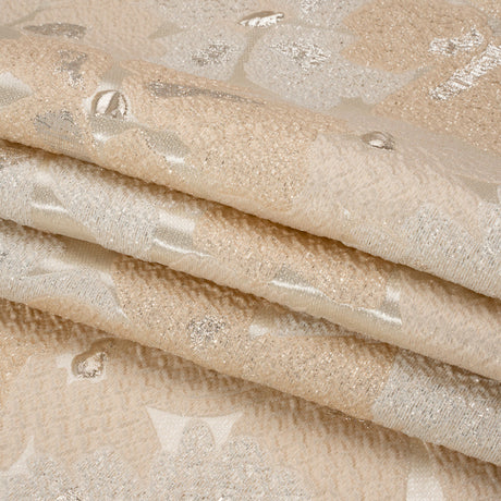 Metallic Silver, Beige and Cream Floating Blossoms Luxury Brocade