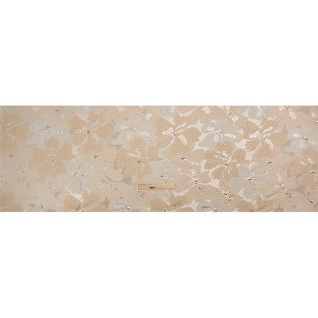 Metallic Silver, Beige and Cream Floating Blossoms Luxury Brocade
