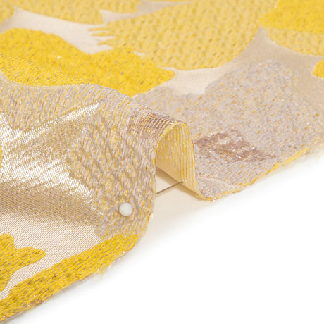 Metallic Gold, Yellow and Cream Floating Blossoms Luxury Brocade