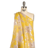 Metallic Gold, Yellow and Cream Floating Blossoms Luxury Brocade