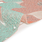 Metallic Silver, Coral and Turquoise Floating Blossoms Luxury Brocade