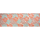 Metallic Silver, Coral and Turquoise Floating Blossoms Luxury Brocade