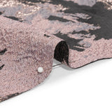 Metallic Silver, Mauve and Black Painted Flowers Luxury Brocade